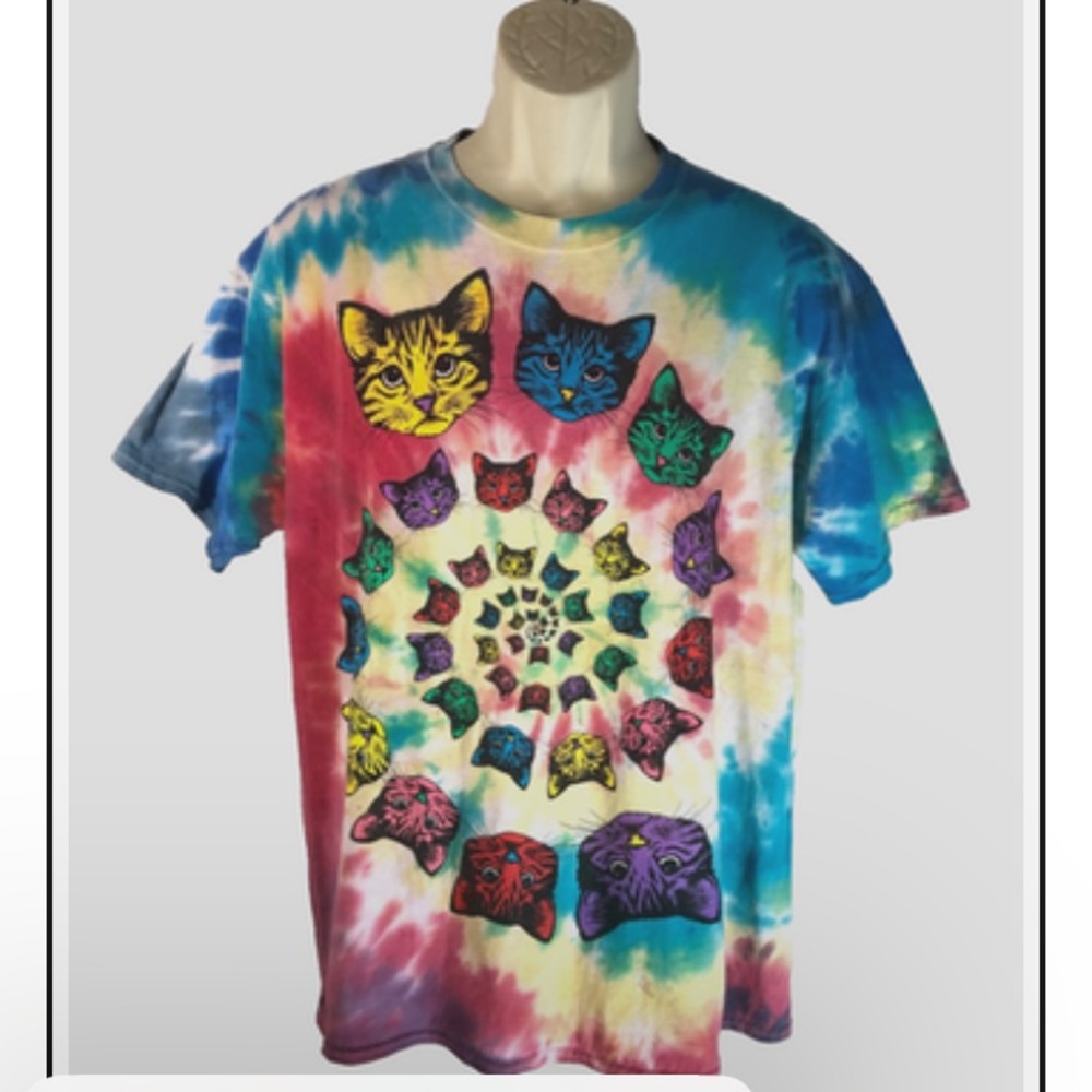 Fruit of the Loom Multicolor Cat Spiral T-Shirt
